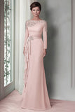 Robe Mère De La Mariée Fourreau Dentelle Fard À Joues À Manches Longues