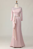 Robe Mère De La Mariée Fourreau Dentelle Fard À Joues À Manches Longues