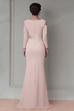 Robe Mère De La Mariée Fourreau Dentelle Fard À Joues À Manches Longues