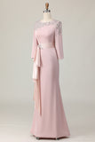 Robe Mère De La Mariée Fourreau Dentelle Fard À Joues À Manches Longues