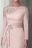 Robe Mère De La Mariée Fourreau Dentelle Fard À Joues À Manches Longues