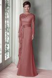 Robe Mère De La Mariée Fourreau Dentelle Fard À Joues À Manches Longues