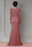Robe Mère De La Mariée Fourreau Dentelle Fard À Joues À Manches Longues