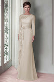 Robe Mère De La Mariée Fourreau Dentelle Fard À Joues À Manches Longues