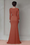 Robe Mère De La Mariée Fourreau Dentelle Fard À Joues À Manches Longues