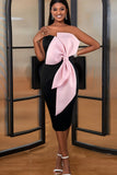 Noir Rose Bowknot Robe de cocktail sans bretelles