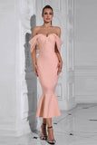 Blush Sirène Corset Hors de l’épaule Thé Longueur Robe de Bal