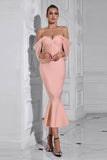 Blush Sirène Corset Hors de l’épaule Thé Longueur Robe de Bal
