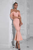 Blush Sirène Corset Hors de l’épaule Thé Longueur Robe de Bal
