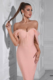 Blush Sirène Corset Hors de l’épaule Thé Longueur Robe de Bal