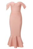 Blush Sirène Corset Hors de l’épaule Thé Longueur Robe de Bal