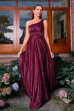 Robe de bal froncée à une épaule une épaule scintillante