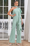 Mint One Shoulder Combinaisons longues plissées