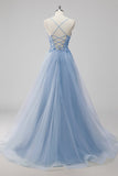 Robe de soirée en tulle à paillettes vertes avec lacets dans le dos