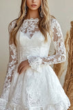 Dentelle Appliques Blanc Une Ligne Courte Robe De Graduation