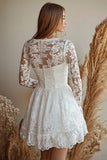 Dentelle Appliques Blanc Une Ligne Courte Robe De Graduation
