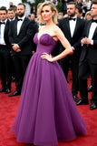 Robe de gala en tulle Sweetheart A Line Purple Purple Darkheart