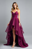 Organza violet foncé spaghetti bretelles une robe formelle ligne