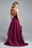 Organza violet foncé spaghetti bretelles une robe formelle ligne