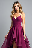 Organza violet foncé spaghetti bretelles une robe formelle ligne