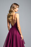Organza violet foncé spaghetti bretelles une robe formelle ligne