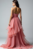 Dusty Rose Sweetheart Robe de bal à volants