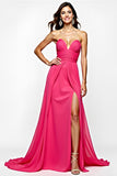 A Line Robe de bal froncée broutée sans bretelles fente