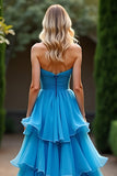 Une ligne bleue Sweetheart Robe de bal à volants à volants