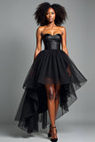 Noir Une ligne Sweetheart Robe formelle haut-bas