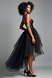 Noir Une ligne Sweetheart Robe formelle haut-bas