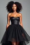 Noir Une ligne Sweetheart Robe formelle haut-bas