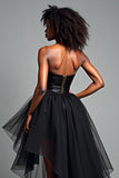 Noir Une ligne Sweetheart Robe formelle haut-bas