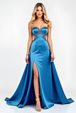 Robe de bal à paillettes découpées sirène sirène bleue