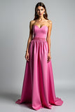 Robe de bal froncée bustier fuchsia A Line
