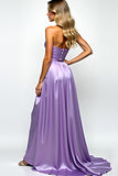 Violet Une ligne robe de bal sans bretelles avec fente