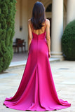 Robe de bal fourreau à bretelles spaghetti fuchsia
