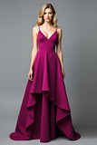 Violet foncé Irrégulier A ligne spaghetti bretelles Robe formelle