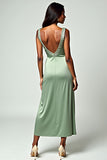 Fourreau Dusty Sage Spaghetti Straps Robe longue de demoiselle d’honneur