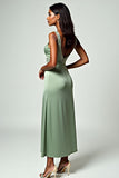 Fourreau Dusty Sage Spaghetti Straps Robe longue de demoiselle d’honneur