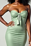 Dusty Sage Matte Satin Sirène Sans Bretelles Robe Longue de Bal