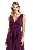 Violet Ruché Une Ligne Col V Mère De La Mariée Robe Avec Fente