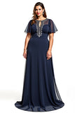 Robe fourreau à col rond bleu marine découpé Mère de la mariée