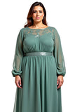 Fourreau Eucalyptus Col Rond Long Robe Mère De La Mariée