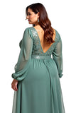 Fourreau Eucalyptus Col Rond Long Robe Mère De La Mariée