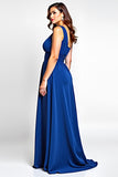 Une ligne bleu royal une épaule longue mère de la mariée robe