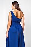 Une ligne bleu royal une épaule longue mère de la mariée robe