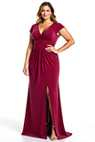 Robe fourreau col V bordeaux Mère de la mariée