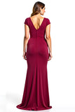 Robe fourreau col V bordeaux Mère de la mariée