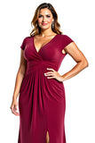 Robe fourreau col V bordeaux Mère de la mariée