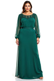 Robe Mère de la mariée gaine en mousseline de soie vert foncé